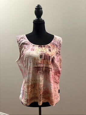Pulse Pink Multi Scenic Scoop Neck Tank